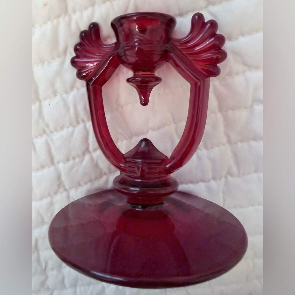 Vintage Martinsville moon-drop Redwing candle holder